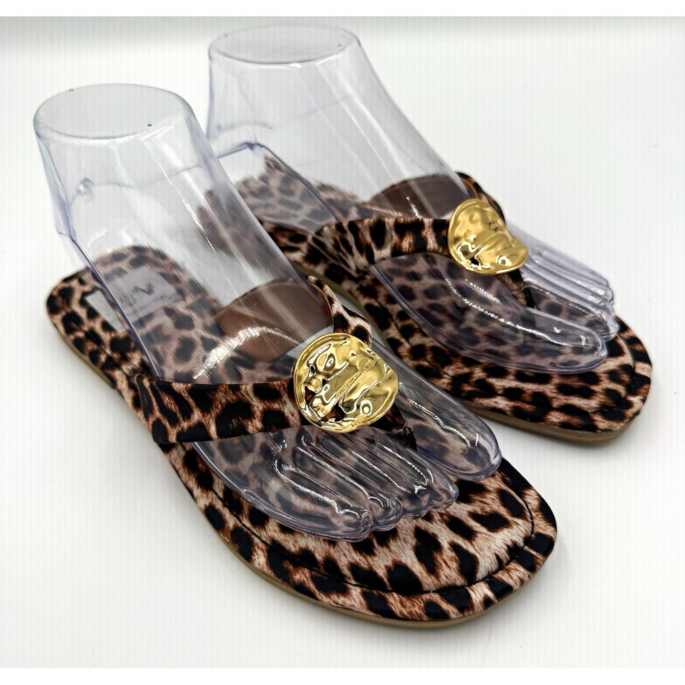 DV Dolce Vita Leopard Print Thong Sandals 6.5 Slip On Flip Flop Flat Mob Wife